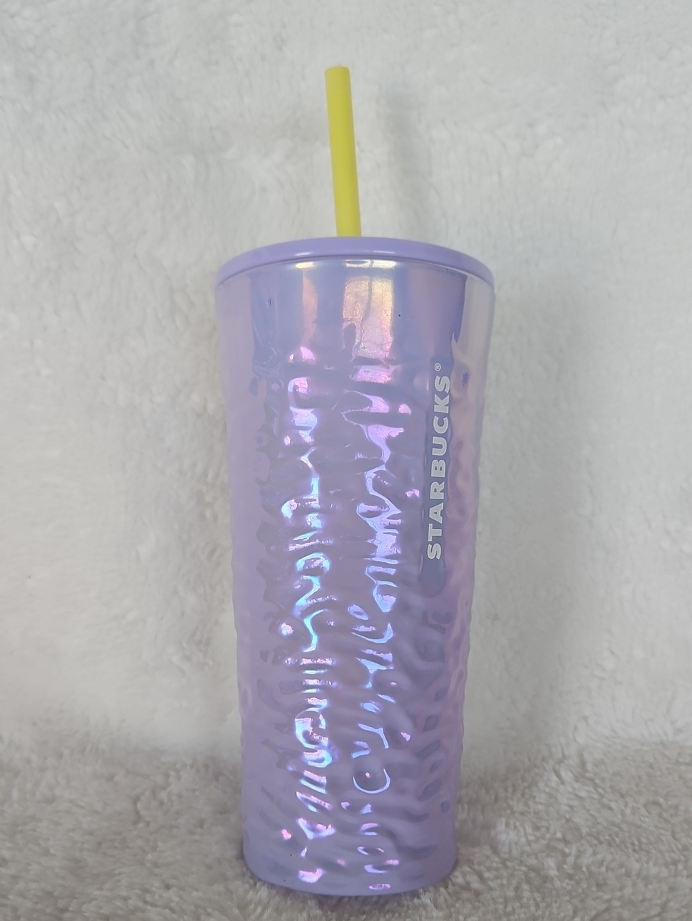 Starbucks 2023 Shimmer Iridescent Lilac Lavender Glass Ripple Wave Tumbler 18oz